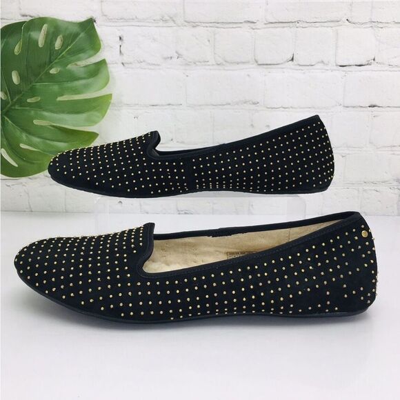 UGG Black and Gold Flats with Elegant Studs - Picture 1 of 7
